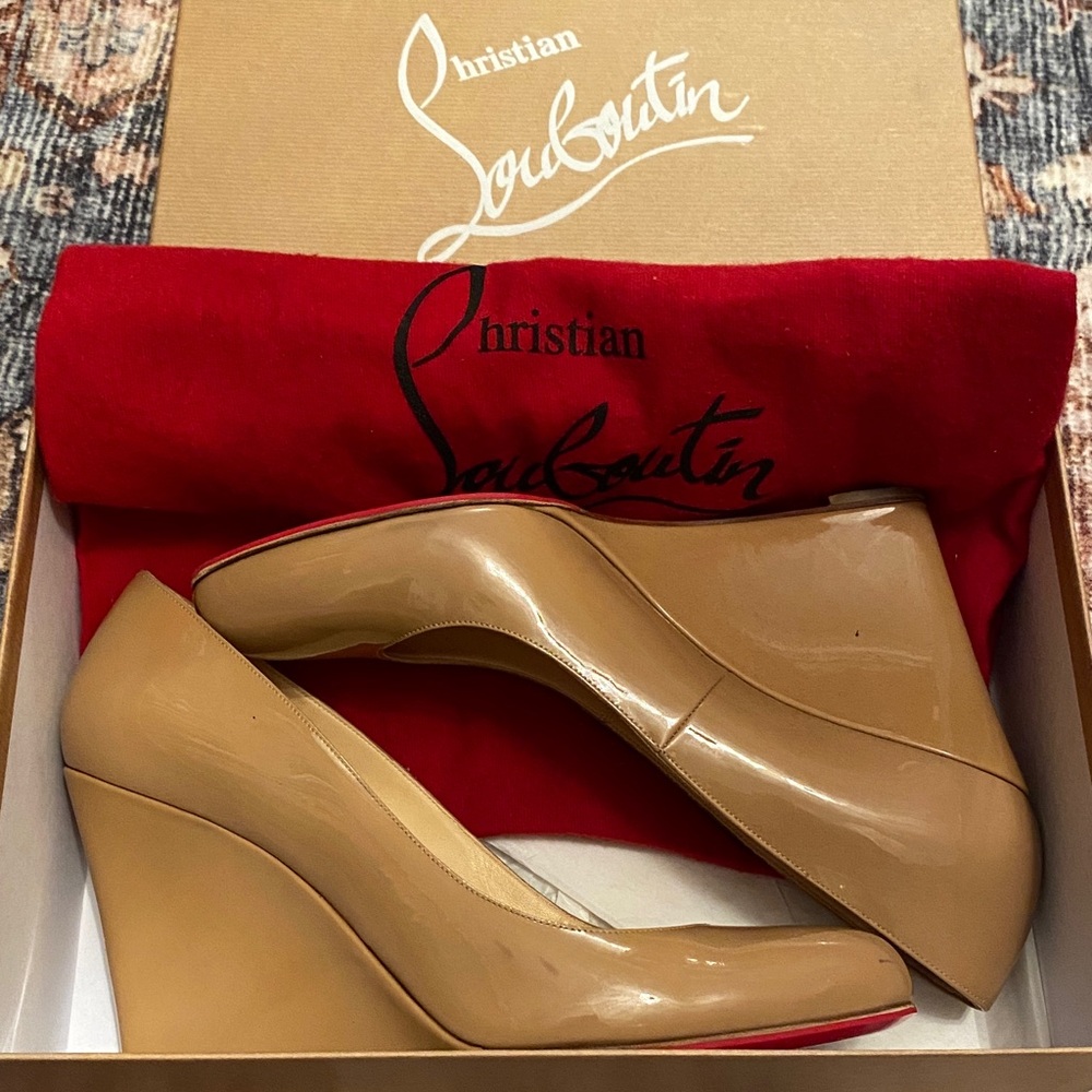 Christian Louboutin Tan Wedge Heels